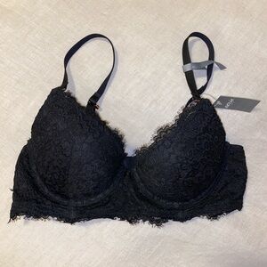 NWT Aerie Real Power Plunge Black Lace Bra